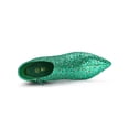 thumbnail image 4 of BLISSFUL STEP Women's Glitter Pointed Toe Block Heeled Ankle Boots Shamrock Green 8, 4 of 7