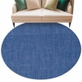 thumbnail image 2 of Navy Blue Round Area Rug 7 FT, Non Slip Living Room Area Carpet, Vintage Country Monochrome Farmhouse Washable Soft Circular Rug Non-Shedding Floor Carpet for Bedside Office Play Room Classroom, 2 of 9