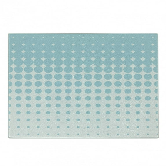 Vintage Blue Cutting Board, Vertical Geometric Dots Pattern Decreasingly Flowing down in Order, Decorative Tempered Glass Cutting and Serving Board, Small Size, Pale Blue and White, by Ambesonne
