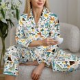 thumbnail image 4 of Goofa Cartoon Dinosaur Printed Women’s 2 Piece Pajama Set Super,Pajamas Women's Long Sleeve Sleepwear Soft Button Down Loungewear Pjs Lounge Set Nightwear-, 4 of 9