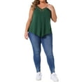 thumbnail image 2 of Plus Size Cami Tank for Women V-Neck Lace Front Camisole Spaghetti Strap Sleeveless Top 2X Green, 2 of 6