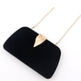 thumbnail image 5 of Velvet Evening Handbag Chain Clutch Bag Leaf Buckle Dinner Party Prom Purse, 5 of 8