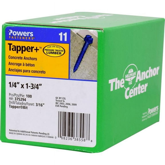 Hillman 1/4 In. x 1-3/4 In. Hex Washer Tapper Concrete Screw Anchor (100-Count)