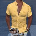 thumbnail image 2 of Camisas s Para Hombre Manga Corta Hombres Casual Manga corta Primavera Verano Turndown Neck 3D Impreso Camisas Moda Top Blusa Camisas (Yellow, S), 2 of 4