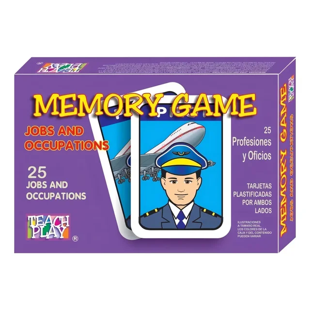 TEACH PLAY | Juego de Memoria para Niños y Adolescentes de 25 Profesiones y Oficios en Idioma Inglés | 50 Piezas | Juego de Mesa | Juego para Aprender Inglés | Memory Game Jobs and Occupations