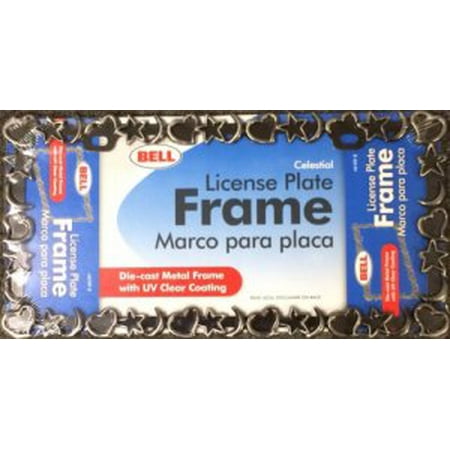 Mirrored Heart License Plate Celestial Moon, Stars & Hearts License Plate Frame Free Screw Caps with this Frame ()