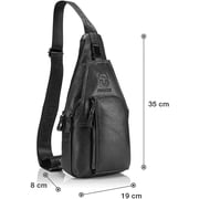 BULLCAPTAIN Leather Sling Crossbody Bag for Men, Magnetic Closure, Black