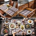 thumbnail image 3 of Pink Black Plaid Placemats for Dinning Table Set of 4, Farmhouse Pink Black Checkered Burlap Kitchen Place Mats Waterproof Cloth Table Mats, Indoor Outdoor Placemats Easy Clean Dinner Decor, 3 of 8