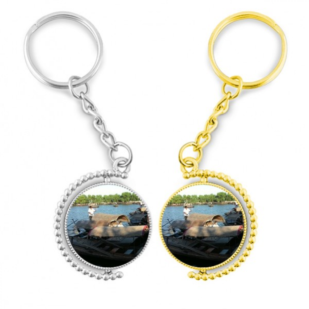 Fisherman Boat Rotating Rotating Key Chain Ring Accessory Couple