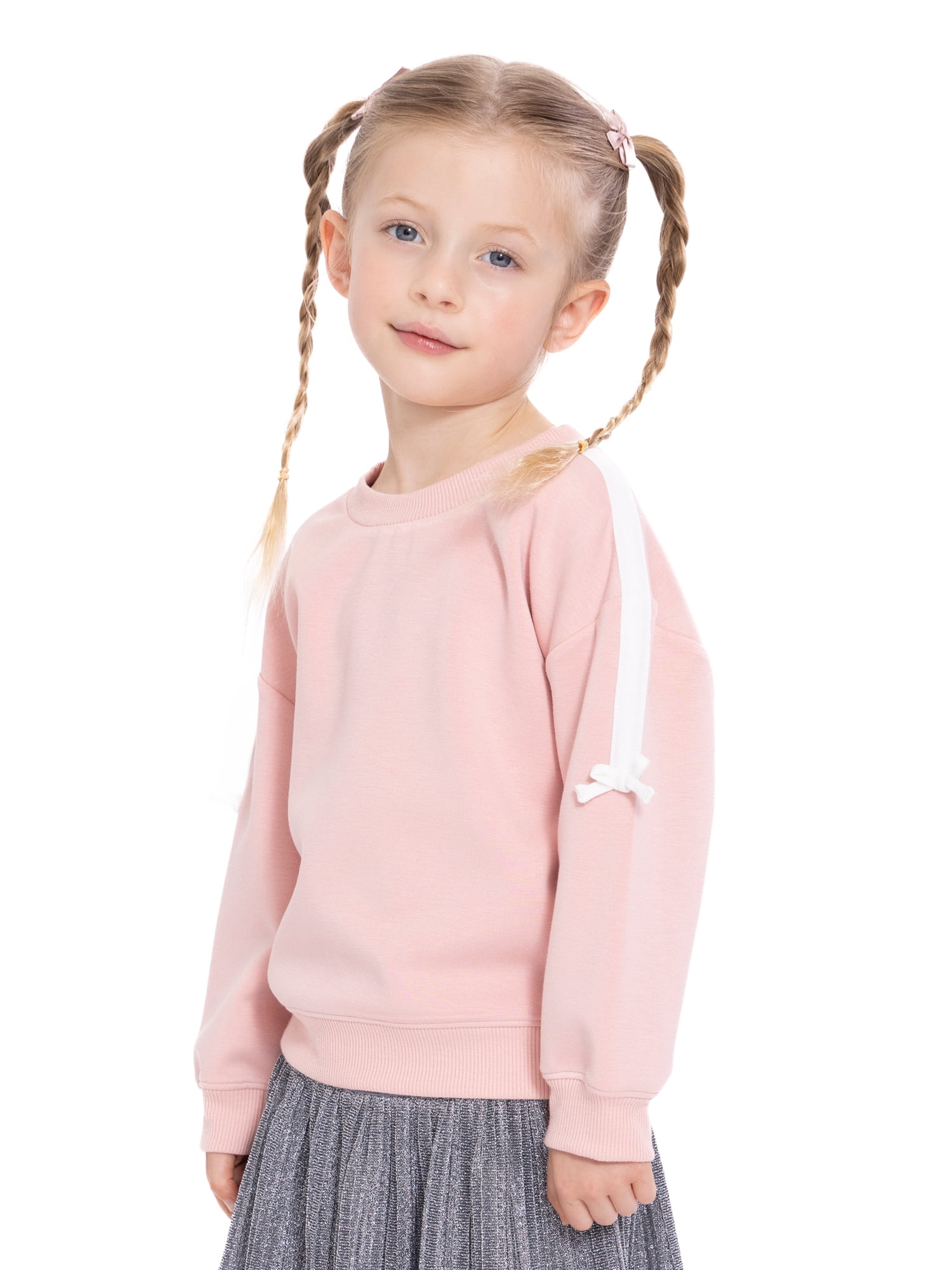 Wonder Nation Toddler Girls Crewneck Pullover with Bows, Sizes 12M-5T