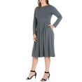 thumbnail image 3 of 24/7 Comfort Apparel Women's Plus Size Long Sleeve Fit and Flare Midi Dress, 3 of 4