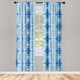 thumbnail image 4 of Ambesonne Psychedelic Window Curtains, Grunge Hip Folk Design, Each 28" W x 63" L, Pale Blue and Royal Blue, 4 of 4