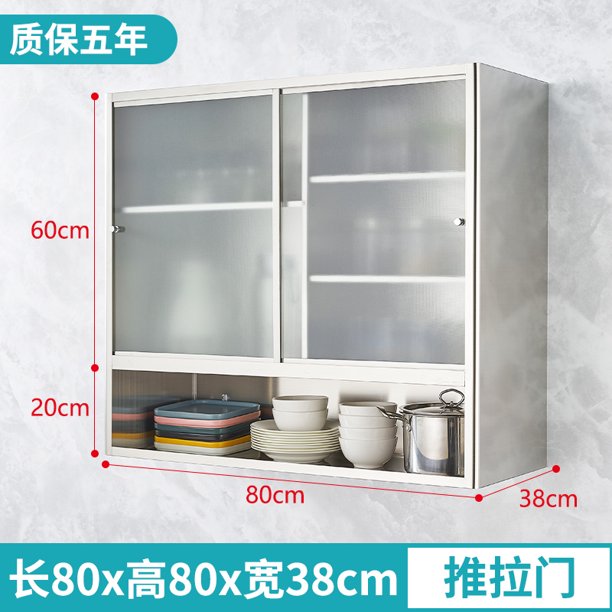 Armarios colgantes de gabinete de pared de acero inoxidable 304, gabinetes de cocina, armarios, taquillas con puertas correderas, puerta corredera montada en la pared l