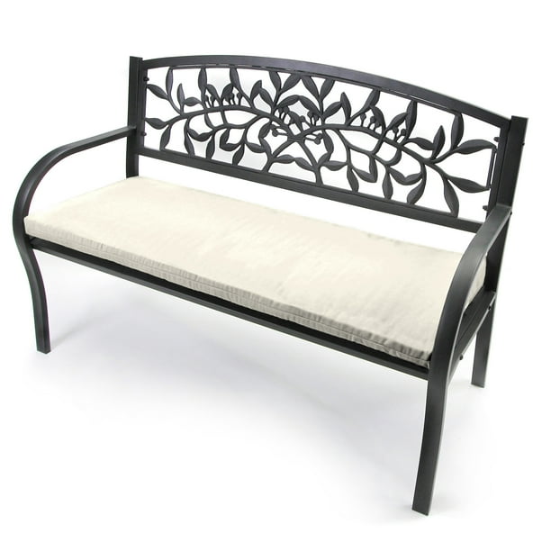 Jordan Manufacturing 47 x 16 Sand Solid Rectangular Outdoor Settee Swing Bench Cushion with Ties Walmart Business Supplies