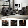 thumbnail image 2 of Bonzy Home Electric Power Recliner Sofa Set Theater Seating with Console Living Room Furniture Set, Cup Holders, Hidden Arm Storage, USB Ports, Brown, 2 of 7