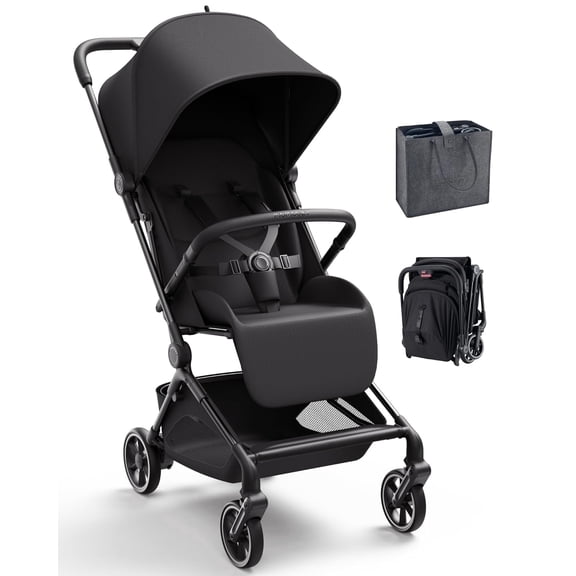 Momcozy Tuckgo Travel Stroller, Carry-On Compatible, Ultra Compact Stroller for Toddler, Reclining Seat, UPF 50 Canopy, Adjustable Leg Rest, 33L Extra-Large Storage, Stroller Travel Bag Included