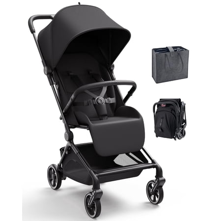 Momcozy Tuckgo Travel Stroller, Carry-On Compatible, Ultra Compact Stroller for Toddler, Reclining Seat, UPF 50+ Canopy, Adjustable Leg Rest, 33L Extra-Large Storage, Stroller Travel Bag Included