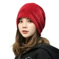 thumbnail image 5 of comerut Women Beanie Hat Elastic Soft Solid Color Baggy Slouchy Keep Warm No Brim Plush Women Winter Beanie Fashion Accessories, 5 of 8