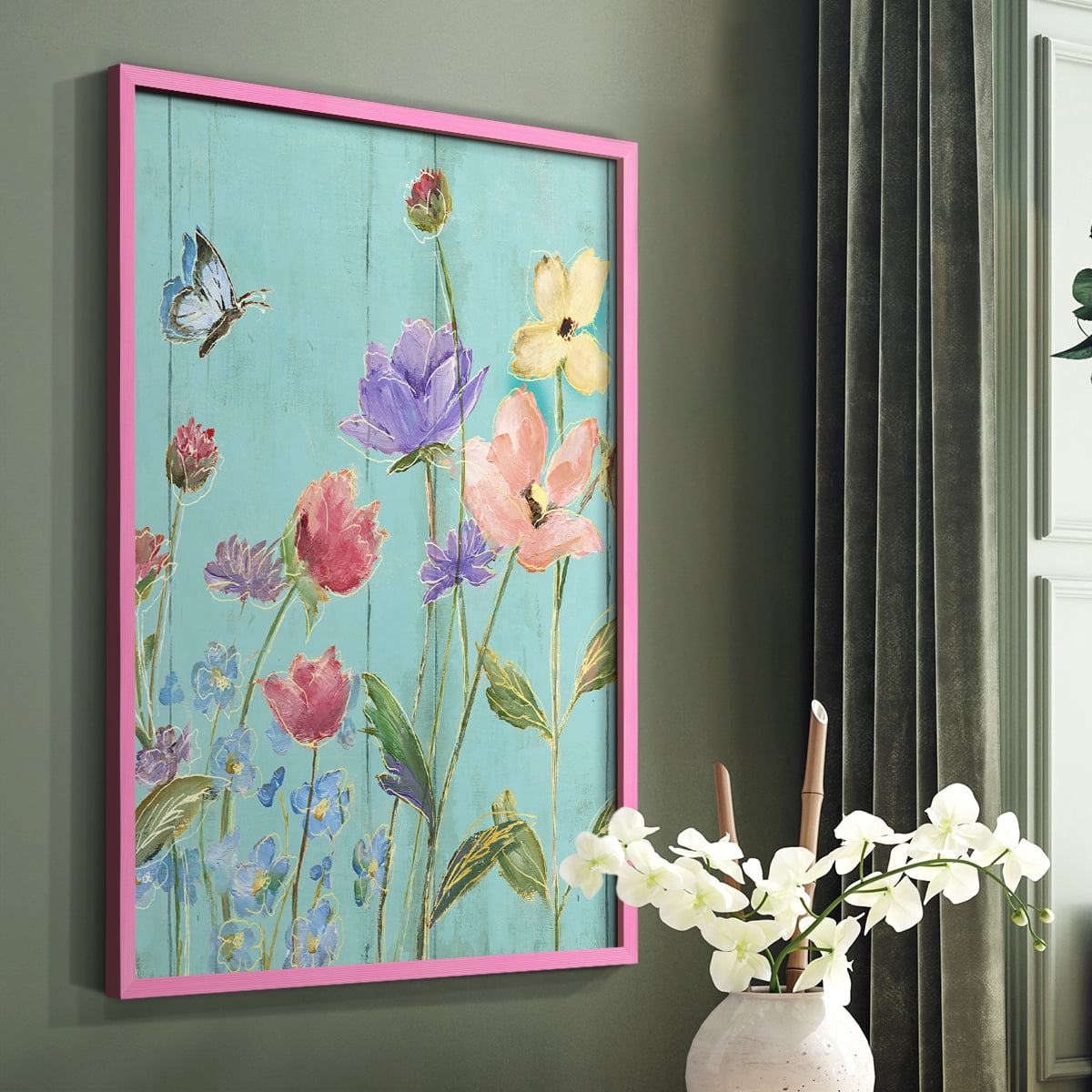 Wildflower Flutter III Framed Print - Solid Wood in Single Picture Frame Solid Wood 2 Framed Print