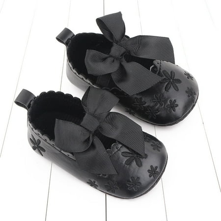 

Esho Baby Girls Shoes Newborn Bowknot Princess Crib Shoes First Walkers 0-12M