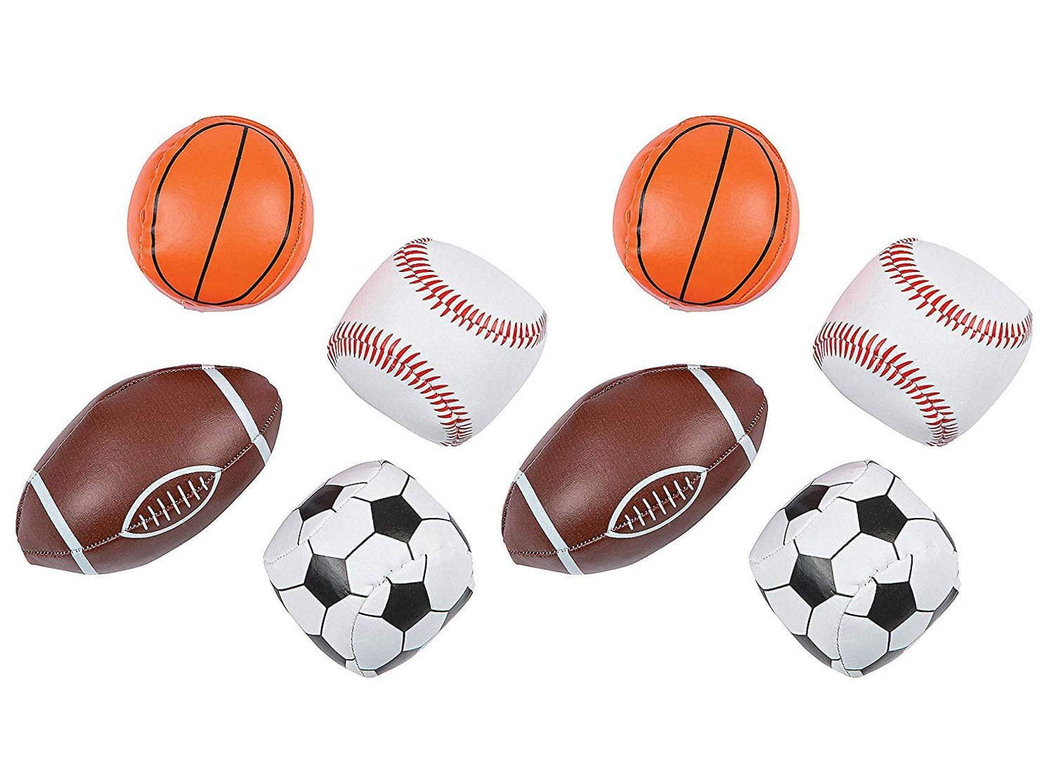 Vinyl Sport Balls - Pack Of 8 - 1.75 3 Assorted Cool Fun Sports Mini