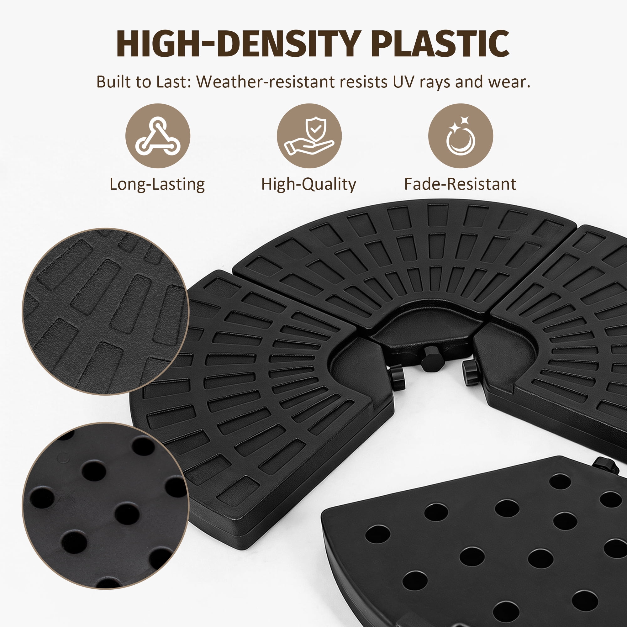 Round Umbrella Stand Base, 4-Piece Fillable Offset Patio Umbrella Base, Heavy Duty 220lbs Windproof Umbrella Stand for Outdoor, Black Round Parasol Base for Backyard, Garden