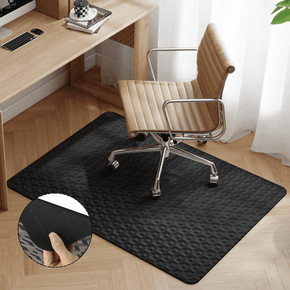 OVYEOFR Office Chair Mat for Hardwood Floor, 36" x 48" PVC Desk Chair Mats for Home & Office Rolling Chairs, Gaming, Black