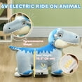 thumbnail image 2 of Qaba 6V Kids Electric Ride on Animal, Battery Powered Tyrannosaurus Ride on Toy with Music Forward for Aged 18-36 Months, Blue, 2 of 8