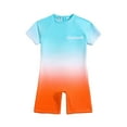 thumbnail image 4 of Ticikt Boys One Piece Swimsuit Cute Bathing Suit Zipper Rash Guard Kid Short Sleeve Swimwear Pool Beach Wear UPF50+,Color:Sky Blue,4-5 Years, 4 of 7