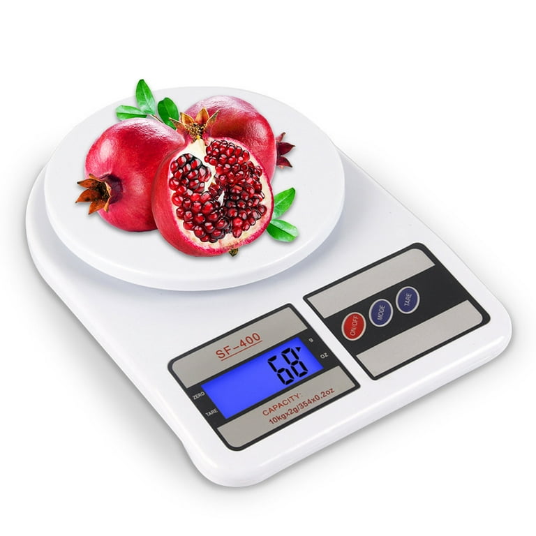 Digital Kitchen and Food Scale, 10KG / 1g Multifunction LCD Digital Scale  Measures in Grams and Ounces for Baking and Cooking, White 