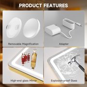 Hasipu 32x 20 LED Vanity Mirror Round Gold Lighted Makeup Mirror with Dimmable 3 Modes, Touch Screen Control