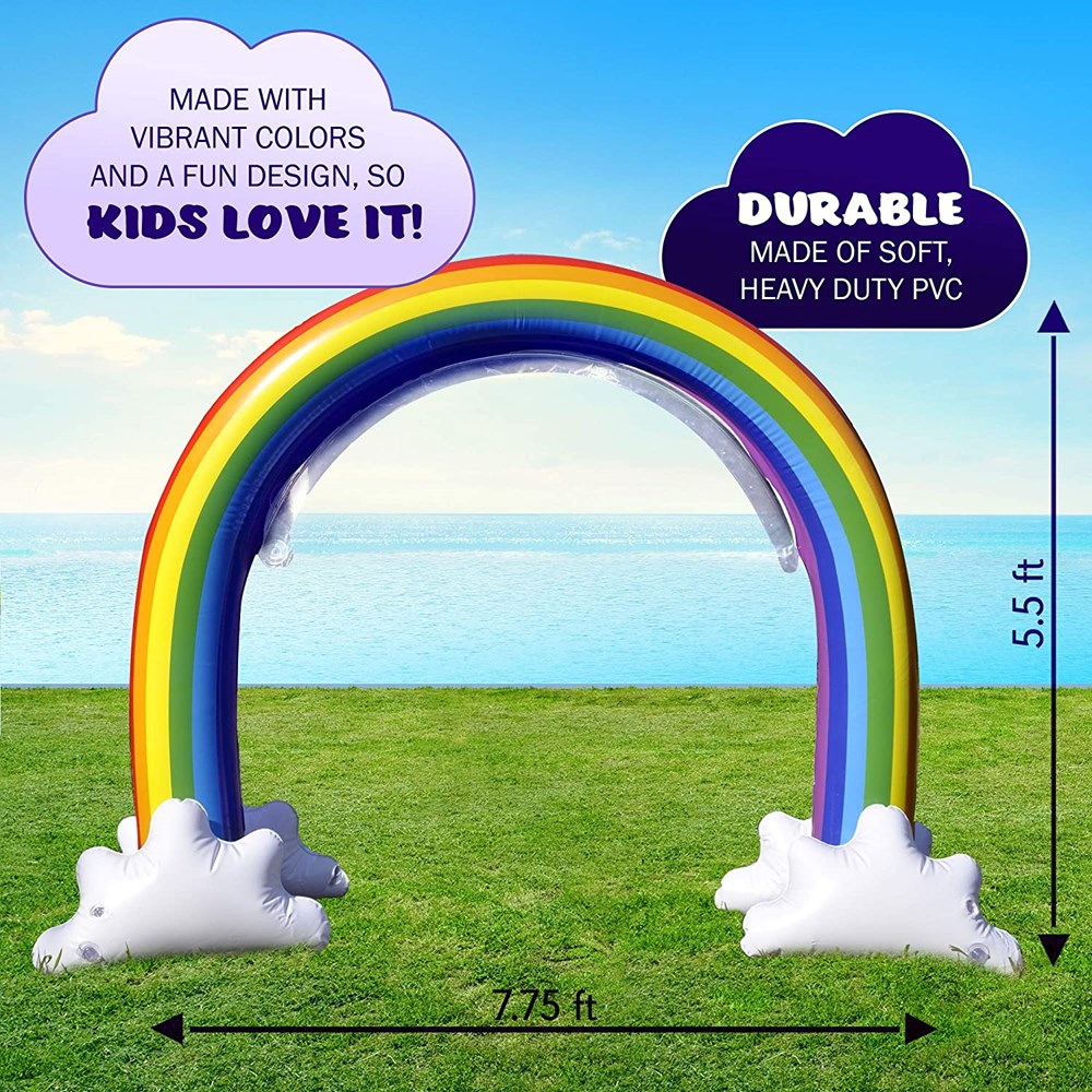 Huge Colorful Back Yard Toddler Summer Toys Easy to Set Up Funyole Inflatable Rainbow Sprinkler for Kids Great Party Prop Kids Summer Outdoor Lawn Toy Fun Water Play Sprinkler for Toddlers