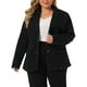thumbnail image 1 of Blazer de mezclilla para mujer de tallas grandes Agnes Orinda con solapa de muesca y botones, chaquetas de trabajo de mezclilla 3X negra, 1 of 6