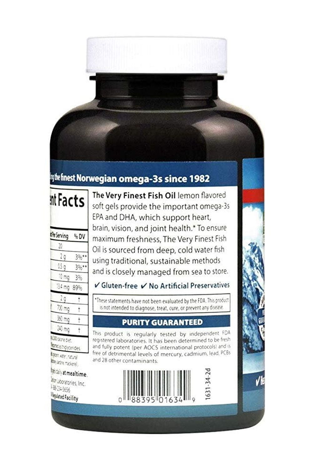 Carlson The Very Finest Fish Oil Softgels, Lemon Flavor, 120 + 30 Ct