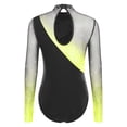 thumbnail image 5 of Aislor Women's Long Sleeve Leotard With Shorts Figure Skating Outfit Contemporary Dancewear Yellow L, 5 of 7