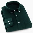 thumbnail image 2 of Camisa de manga larga de color puro para hombre Camisa con botones y cuello vuelto de color puro de moda con bolsillo, 2 of 5