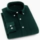 thumbnail image 2 of Camisa de manga larga de color puro para hombre Camisa con botones y cuello vuelto de color puro de moda con bolsillo Verde 40, 2 of 5