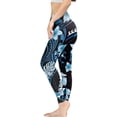 thumbnail image 3 of DISNIMO Polynesia Hibiscus Printed High Waisted Leggings Tummy Control Yoga Pants Leggings, Stretch Workout Yoga Pants for Sport, Black and Blue, XL, 3 of 6