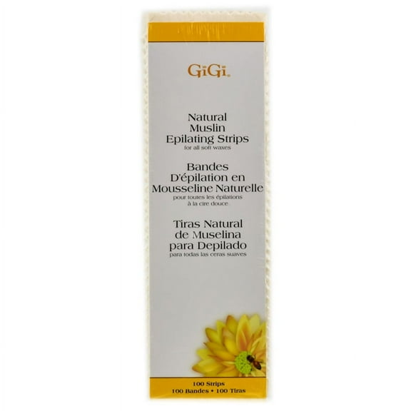 Size : Large 100 Strips - 3 in X 4.5 in , GiGi Natural Muslin Epilating Strips (100 Strips) , Hair Scalp Skin Body - Pack of 1 w/ SLEEK Teasing Comb