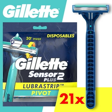 Gillette Sensor2 Plus Pivot Men's Disposable Manual Razor, 21 Razors, Blue