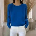 thumbnail image 5 of Lumtrix Knit Sweater for Women Long Sleeve Crew Neck Cute Sweaters Dressy Causal Loose Warm Soft Cozy Hollow Tunic Fall Winter Crochet Pullover Royal Blue L, 5 of 6