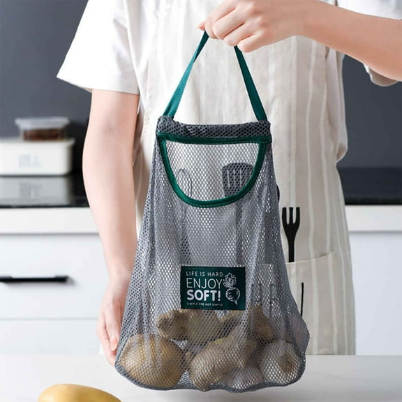 Potato Bags Storage,Storage Bag Hollow Out Breathable Strong Load-bearing Organization with Handle Home Fruit Vegetable Hanging Storage Net Bag Kitchen(1pc Gray Green 11*10in)from ANMUYUM
