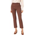 thumbnail image 1 of INSPIRE CHIC Pantalones de tobillo de trabajo de oficina trasera elásticos de cintura alta a cuadros de mujer marrón S, 1 of 6