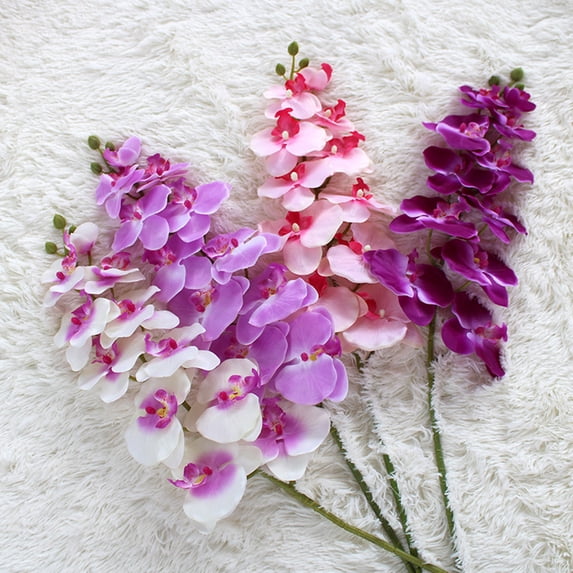 harmtty Decorative Artificial Flower Nice-looking Realistic Fake Phalaenopsis Orchid Plants Home Decor,Beige
