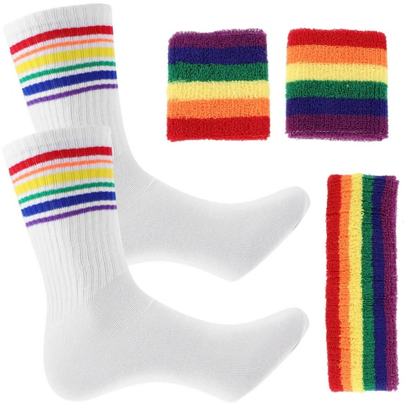 Raindrops  Rainbow Pride Accessories Sweatbands Wristband Headband Set Fitness Man