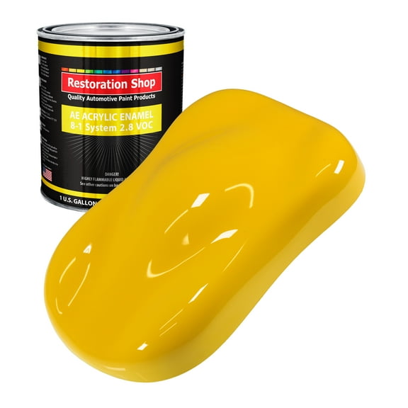 Restoration Shop Viper Yellow Acrylic Enamel Auto Paint - Gallon Paint Color Only - Single Stage High Gloss