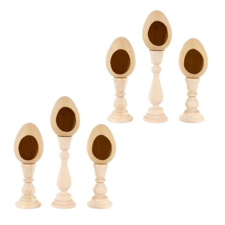 6pc Fillable Paper Mache Eggs and Wood Stands Assortment - for Easter - Factory Direct Craft