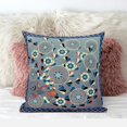 thumbnail image 2 of Glory of Flowers Peacock Throw Pillow with Removable Cover in Gray Red Muted Blue 18x18, 2 of 5