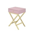 thumbnail image 1 of Benzara Table d'Appoint en Bois et Métal avec Base Croisée, Rose et Or (Ensemble de 1), 1 of 1