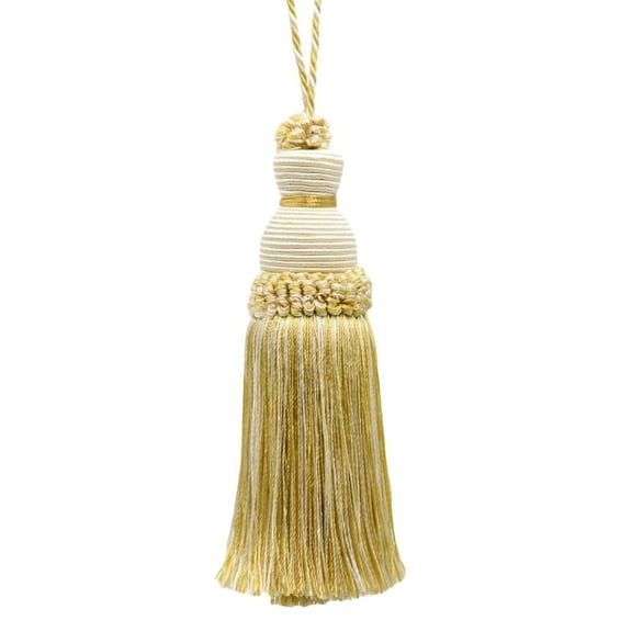 Beautiful Hand-crafted 5" (12.5cm) Key Tassel, 3 1/2" (8.5cm) Loop # IKTJ,, Ivory Beige Gold #2523 (Yellow Gold, White Ivory, Light Beige) Sold Individually